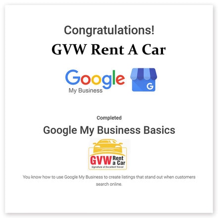 gvw rent a car is varified by google mybusiness